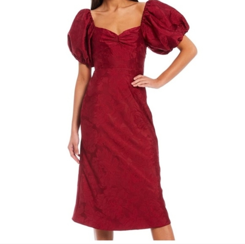 Sachin + Babi Burgundy Puff Sleeve Dress